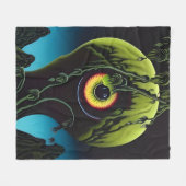 眼球付きホラー植物 フリースブランケット (正面(横))