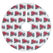 眼球付き赤いファームトラクター ブラッシュドポリエステルツリースカート (正面)