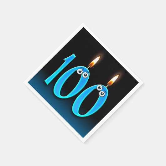 眼球付き100誕生日ろうそく スタンダードカクテルナプキン (角)