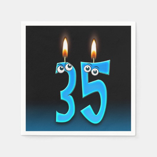 眼球付き35thバースデーキャンドル スタンダードカクテルナプキン (正面)
