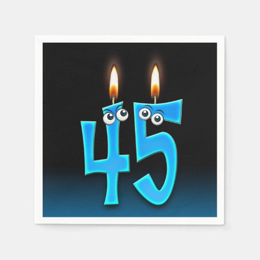 眼球付き45歳のバースデーキャンドル スタンダードカクテルナプキン (正面)