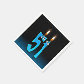 眼球付き51歳のバースデーキャンドル スタンダードカクテルナプキン (角)