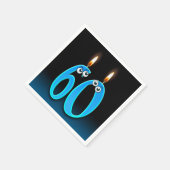 眼球付き60歳のバースデーキャンドル スタンダードカクテルナプキン (角)