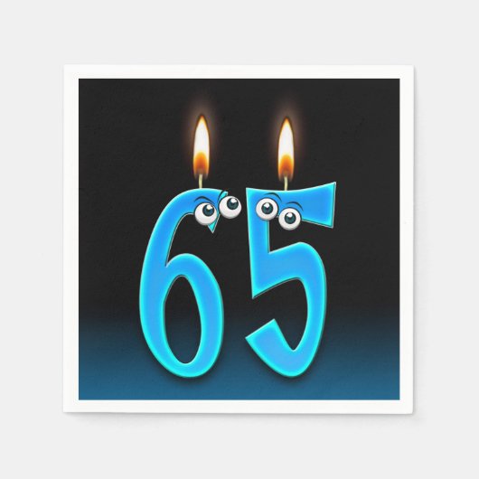 眼球付き65歳のバースデーキャンドル スタンダードカクテルナプキン (正面)