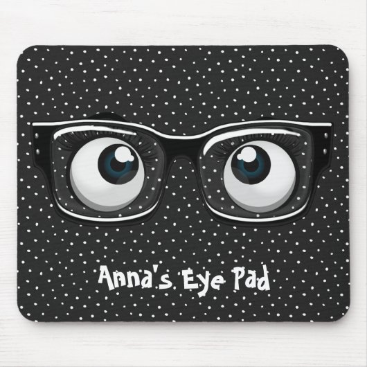 眼球及び眼鏡付き水玉模様 マウスパッド (正面)