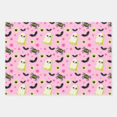 眼球幽霊こうもり不気味かわいいハロウィーンパターン ラッピングペーパーシート (正面)