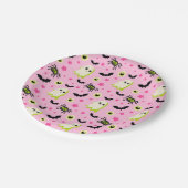 眼球幽霊こうもり不気味パターンハローウィンパーティ ペーパープレート (アングル)