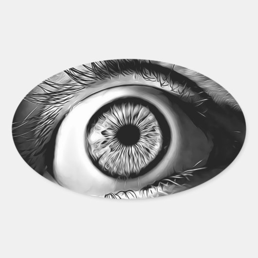 眼球怖いハロウィーンステッカー 楕円形シール (正面)