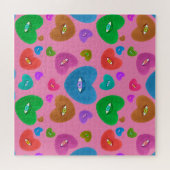 眼球数々の付きカラーハートラブバレンタイン ジグソーパズル (横)