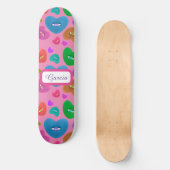 眼球数々の付きカラーハートラブバレンタイン スケートボード (正面)