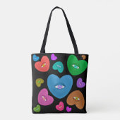 眼球数々の付きカラーハートラブバレンタイン トートバッグ (裏面)