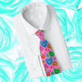 眼球数々の付きカラーハートラブバレンタイン ネクタイ