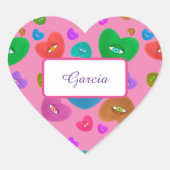 眼球数々の付きカラーハートラブバレンタイン ハートシール (正面)