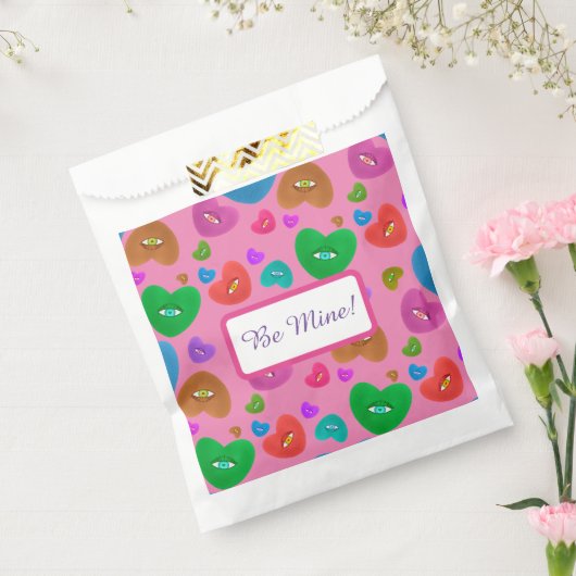 眼球数々の付きカラーハートラブバレンタイン フェイバーバッグ (封をした状態)