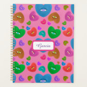 眼球数々の付きカラーハートラブバレンタイン プランナー手帳 (正面)