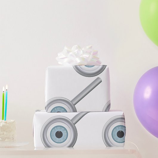 眼球虫眼鏡おもしろい眼検査 ラッピングペーパー