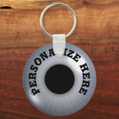 眼球銀灰色お洒落黒 キーホルダー (正面)