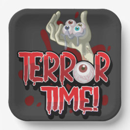 眼球Tシャツ付きTerror Time Zombie手 ペーパープレート