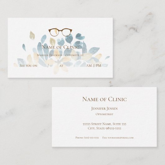 眼科エレガントフローラ眼鏡アポイントメント 予約カード (正面/裏面)