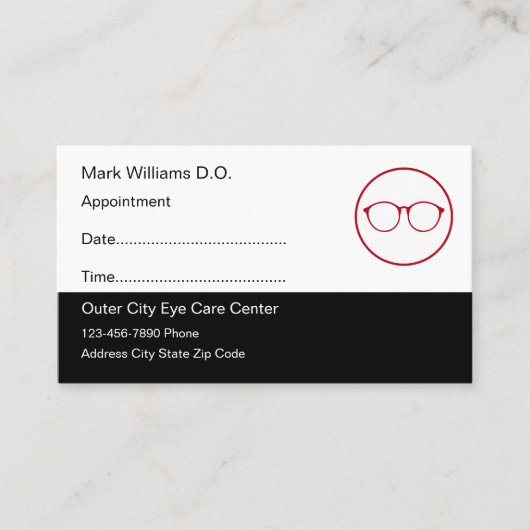 眼科オプトメトロリストアポイントメント名刺 予約カード (正面)