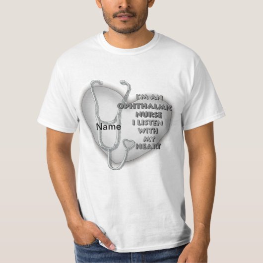 眼科ナースグレイハートカスタムナースTシャツ Tシャツ (正面)