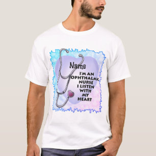 眼科ナース聴診器ハートカスタムナース Tシャツ