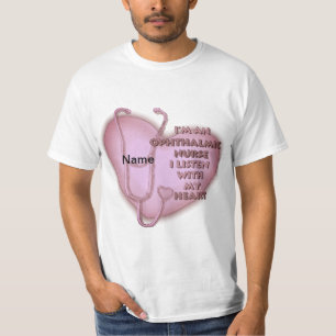 眼科ナース赤いハートカスタムナースTシャツ Tシャツ