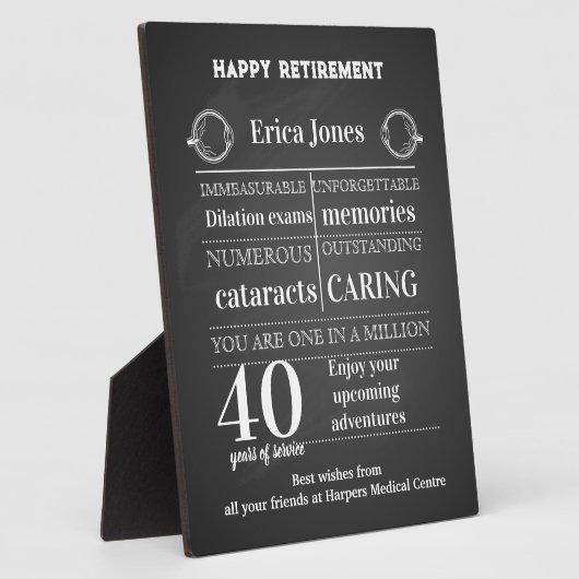 眼科医によるボス退職金 フォトプラーク (側面)