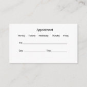 眼科医のための眼科医アポイントメントカード 名刺 (裏面)