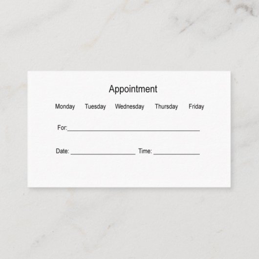 眼科医のための眼科医アポイントメントカード 名刺 (裏面)