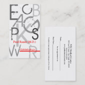 眼科医のアポイントメントの名刺 予約カード (正面/裏面)