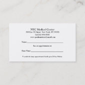 眼科医のアポイントメントの名刺 予約カード (裏面)