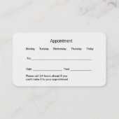 眼科医のモダン名刺 予約カード (裏面)