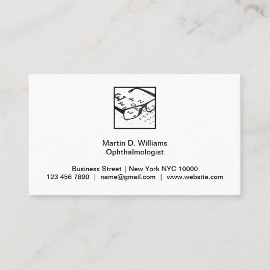 眼科医の医療用名刺 名刺 (正面)