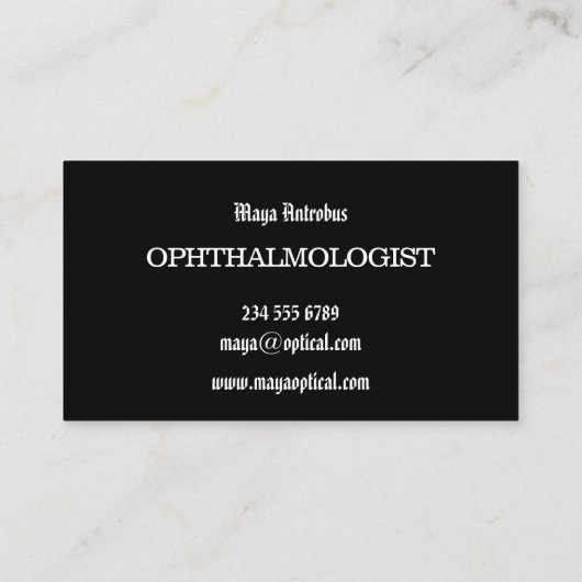 眼科医の名刺目素晴らしの画像。 名刺 (裏面)