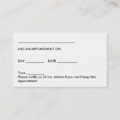 眼科医の名刺 予約カード (裏面)