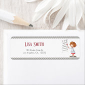 眼科医の女性図解入りの、写真付きの差出人住所 ラベル (インサイチュ)