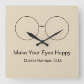 眼科医の検眼医のオフィスの時計 スクエア壁時計 (正面)