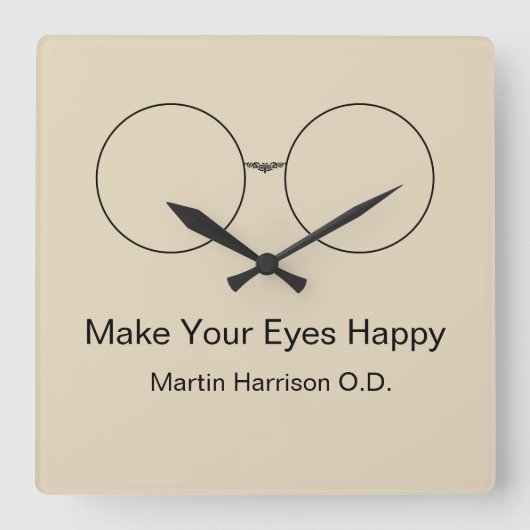 眼科医の検眼医のオフィスの時計 スクエア壁時計 (正面)