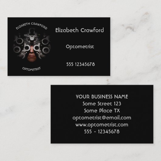 眼科医の検眼医の眼鏡技師テスト視野 名刺 (正面/裏面)