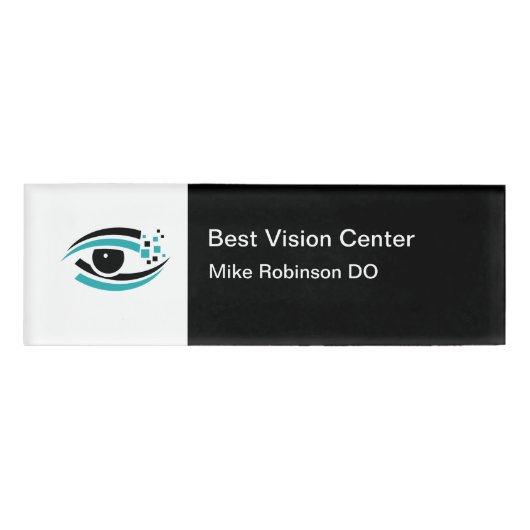 眼科医の視気に視モダン名タグ 名札 (正面)