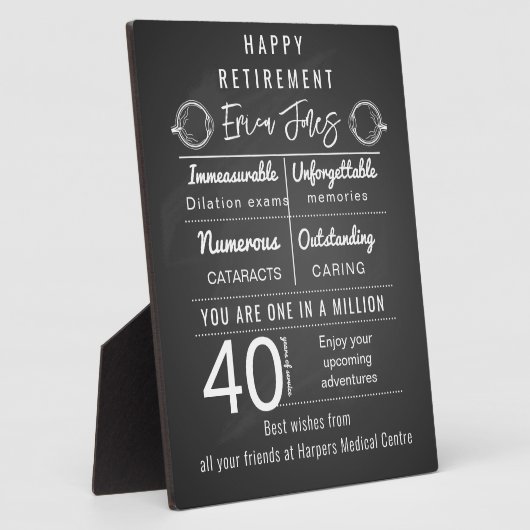 眼科医の退職ギフトプラークのパーソナライズ フォトプラーク (側面)