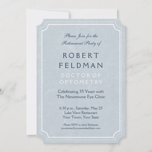 眼科医の退職ヴィンテージ眼鏡 招待状 (裏面)