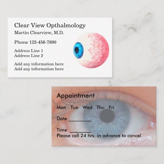 眼科医または眼科医アポイントメント事業 名刺 (正面/裏面)