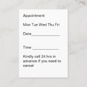 眼科医アポイントメント名刺 名刺 (裏面)
