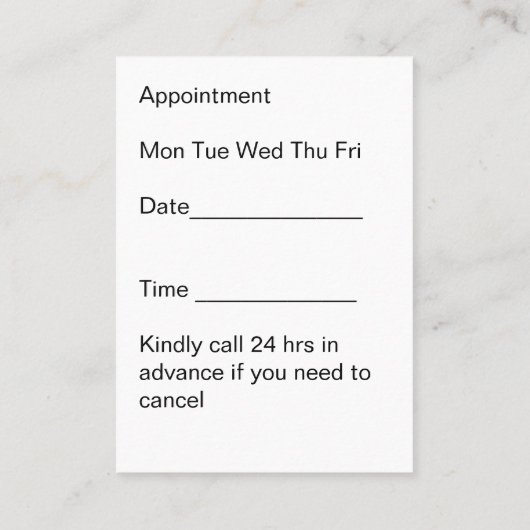 眼科医アポイントメント名刺 名刺 (裏面)