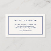 眼科医ネイビーブルーとアイボリー眼鏡 名刺 (裏面)