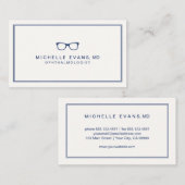 眼科医ネイビーブルーとアイボリー眼鏡 名刺 (正面/裏面)