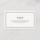 眼科医ネイビーブルーとアイボリー眼鏡 名刺 (正面)