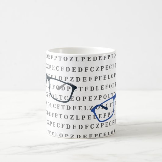 眼科医 検眼医 用 眼科テストチャートと眼鏡 コーヒーマグカップ (中央)